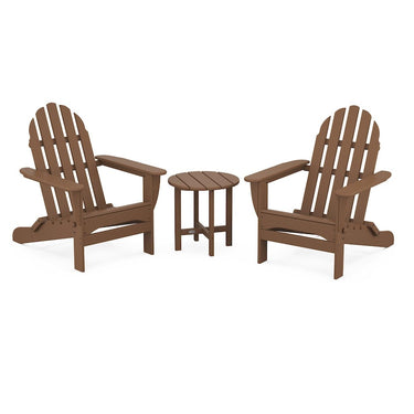 POLYWOOD Classic Folding Adirondack 3-Piece Set - Teak